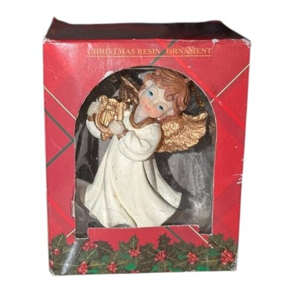 *3 FOR $9* NEW Christmas Resin Vintage Angel Cherub Harp Playing Figure Ornament - Picture 2 of 5